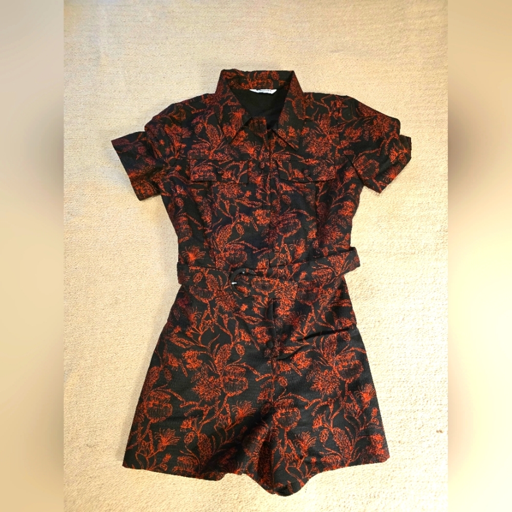 Amanda Uprichard - Revolve - NEW Black & Red Jacquard Romper Sz Large -Ret$260! - Picture 8 of 16